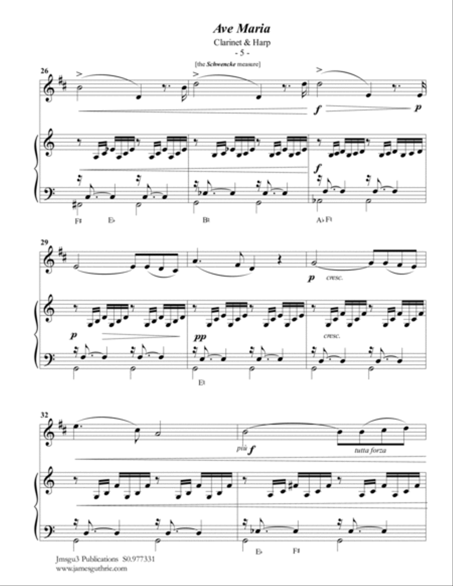 Bach-Gounod: Ave Maria for Clarinet & Harp B-Flat Clarinet scores gallery preview page 5