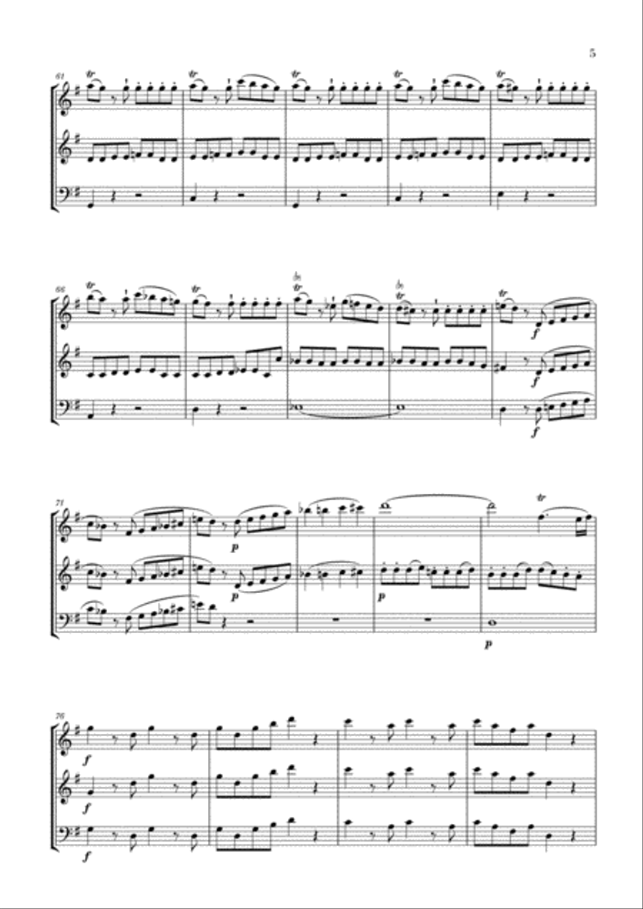 Eine Kleine Nachtmusik for Flute, Oboe and Cello Woodwind Ensemble scores gallery preview page 5