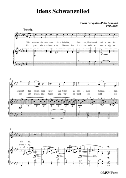 Schubert-Idens Schwanenlied,in f minor,for Voice&Piano image number null