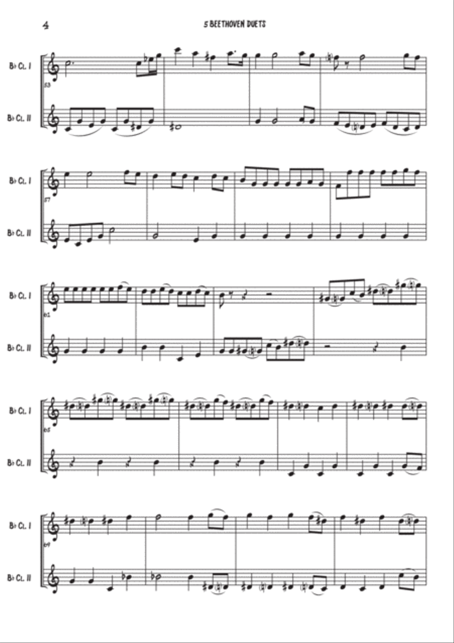5 Beethoven duets - For Clarinets Clarinet Duet scores gallery preview page 4