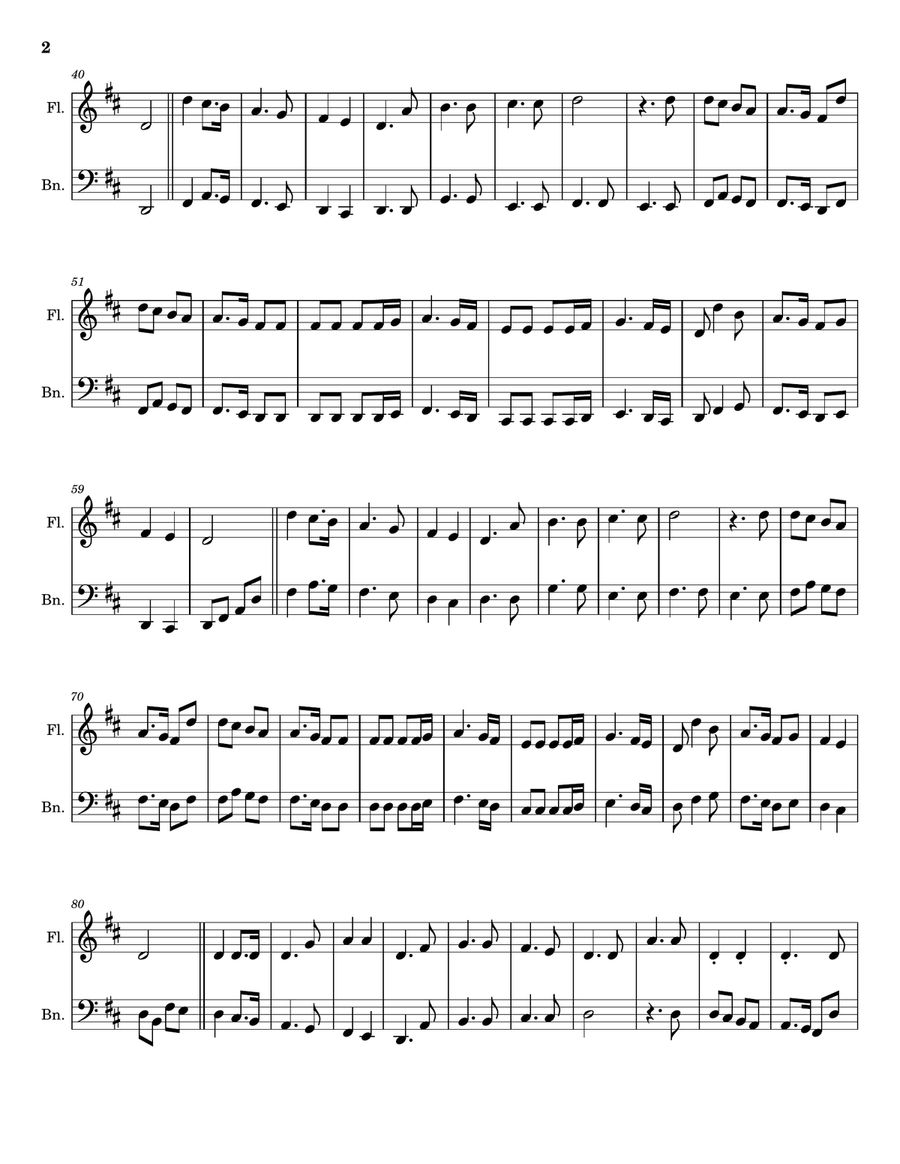 Joy to the World - Arranged for Flute and Bassoon. Woodwind Duet scores gallery preview page 2