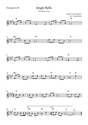 Jingle Bells (Christmas Song) for Trumpet in Bb Solo with Chords