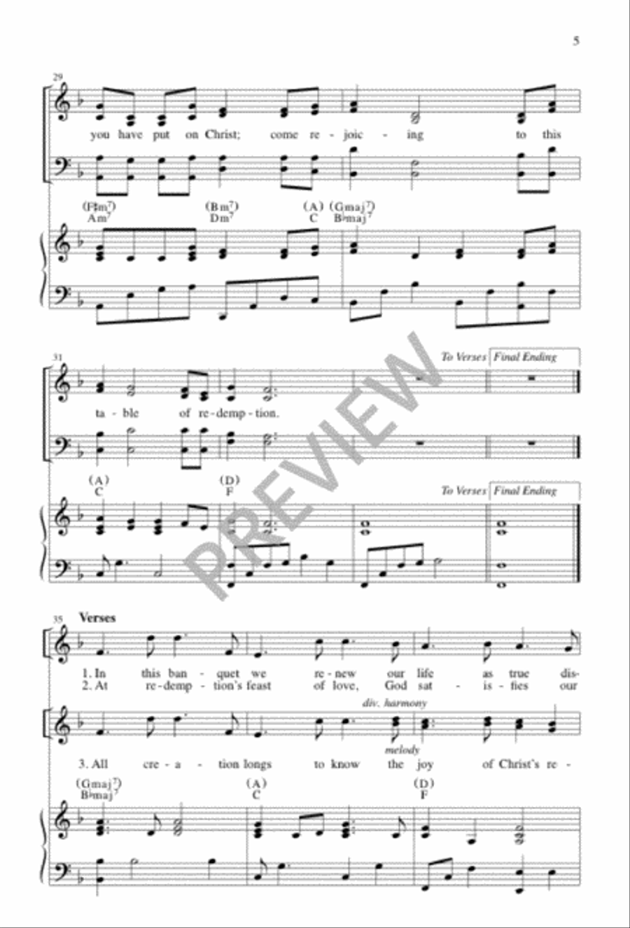 You Have Been Baptized 4-Part scores gallery preview page 5