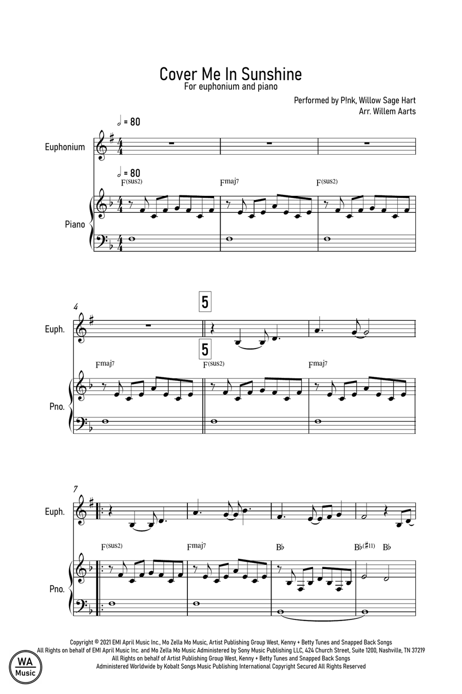 Cover Me In Sunshine Euphonium scores gallery preview page 1