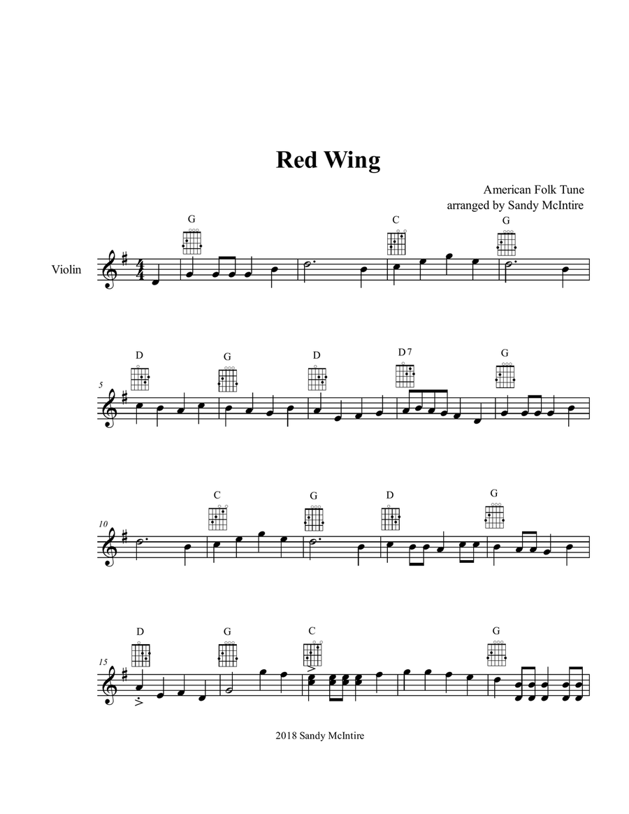 Red Wing (Union Maid) Violin Solo scores gallery preview page 1