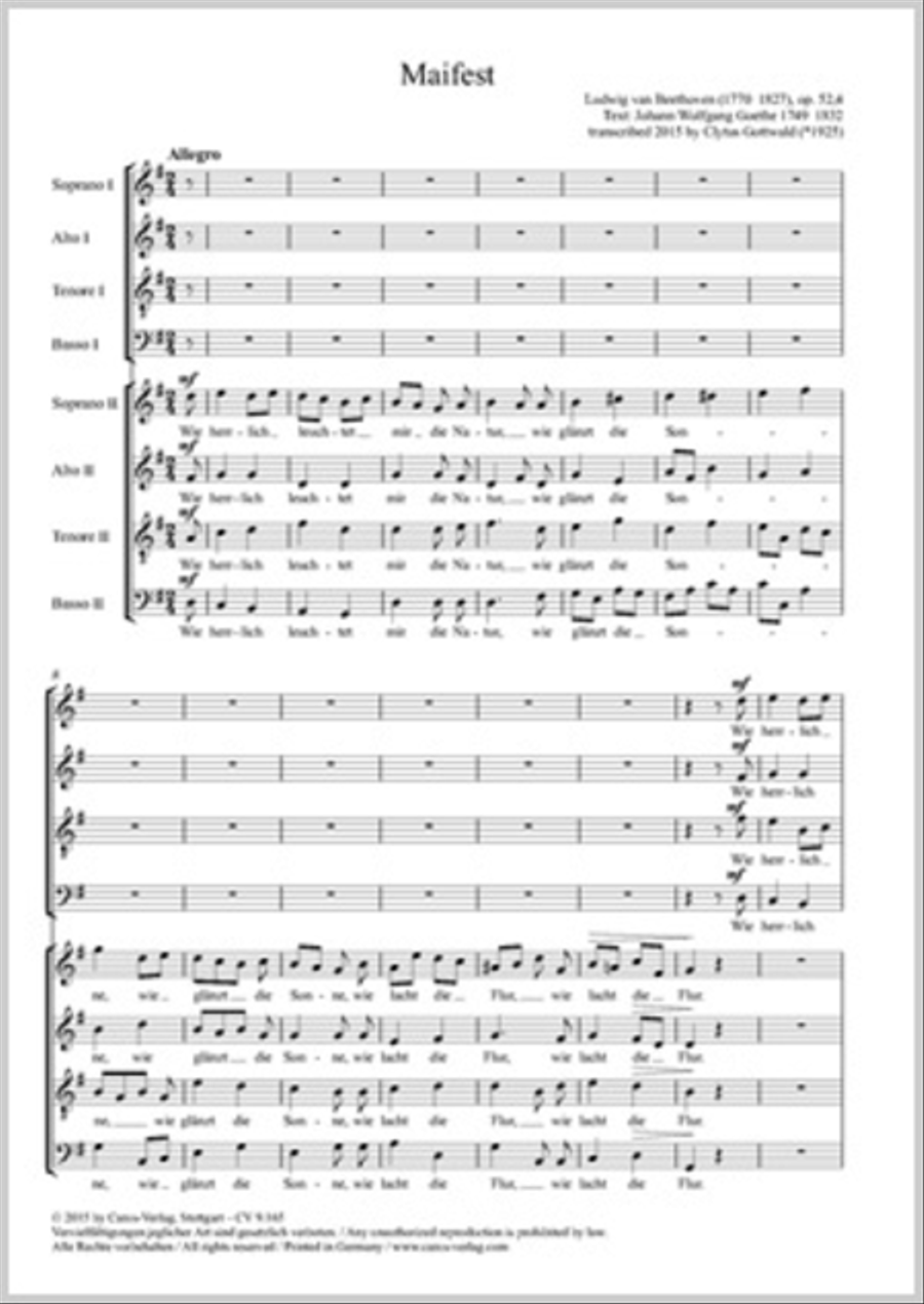 Three Songs based on Words by Goethe. Vocal transcription by Clytus Gottwald