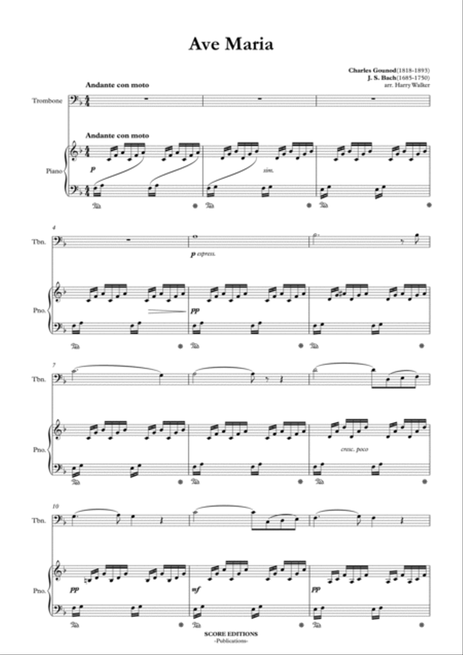 Gounod / Bach: Ave Maria (for Trombone and Piano) image number null