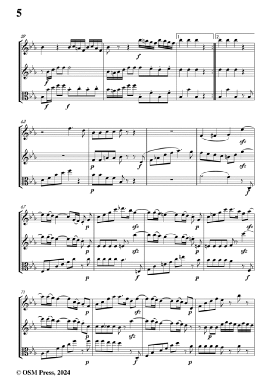 Hummel-Partita,in E flat Major,S.48,for 2 Violins and Viola String Trio scores gallery preview page 6