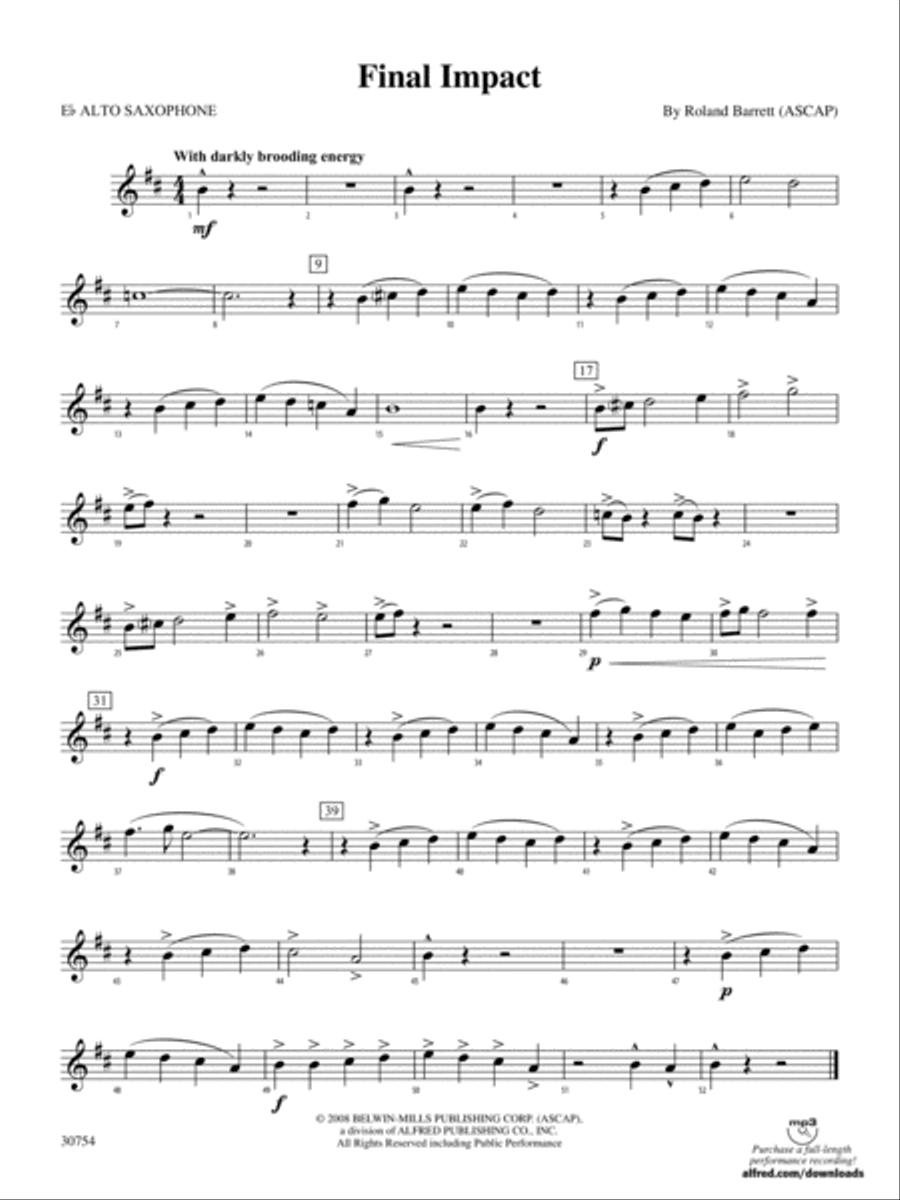 Final Impact: E-flat Alto Saxophone Concert Band scores gallery preview page 1