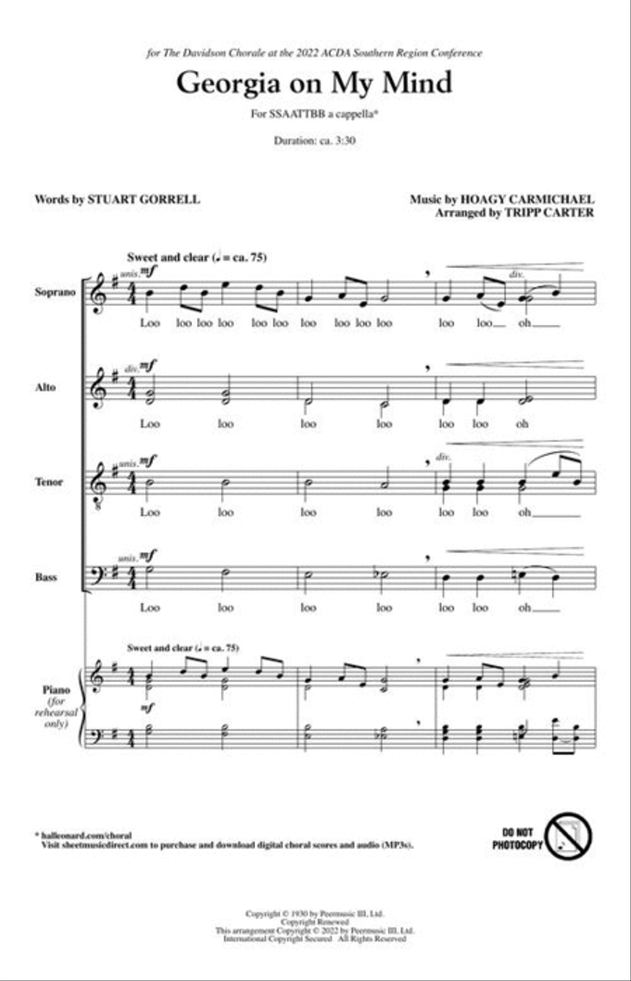 Georgia on My Mind Georgia on My Mind SSAATTBB scores gallery preview page 3