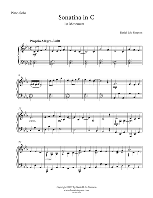 Book cover for Sonatina in C for Piano Solo - 1st Mvt.