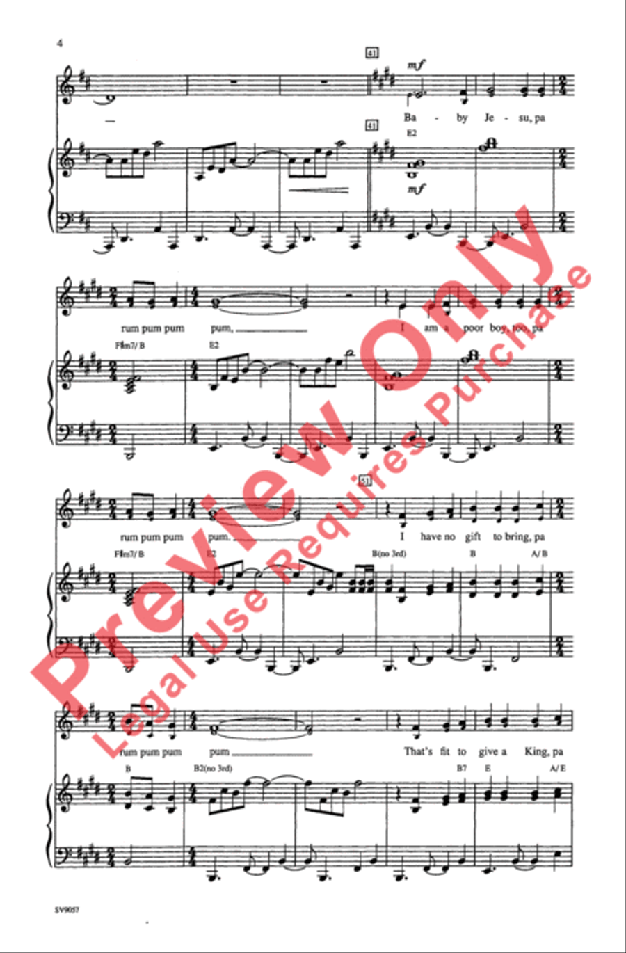 The Little Drummer Boy Unison Choir scores gallery preview page 4