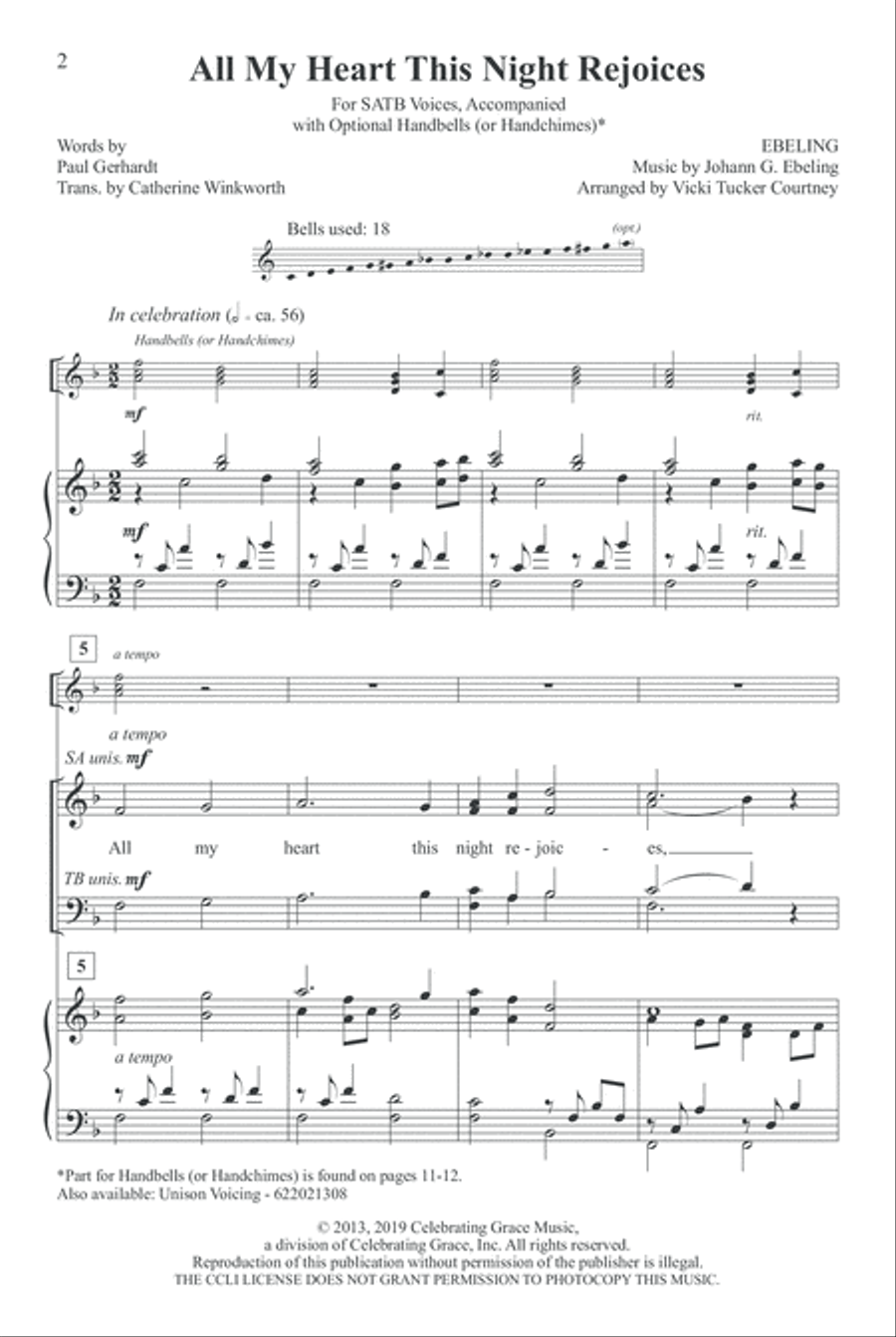 All My Heart This Night Rejoices 4-Part scores gallery preview page 2