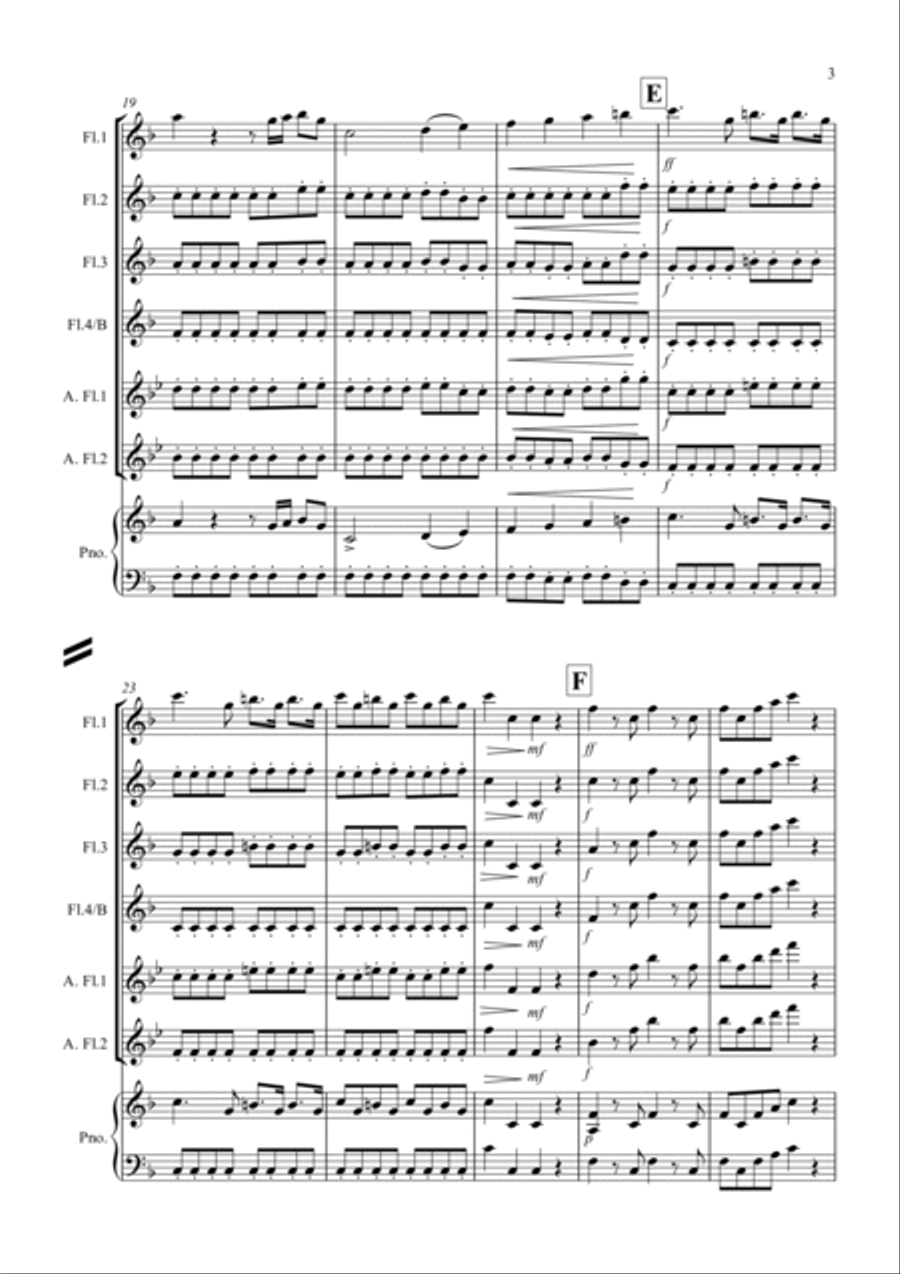 Eine Kleine Nachtmusik (1st movement) for Flute Quartet Flute Quartet scores gallery preview page 3