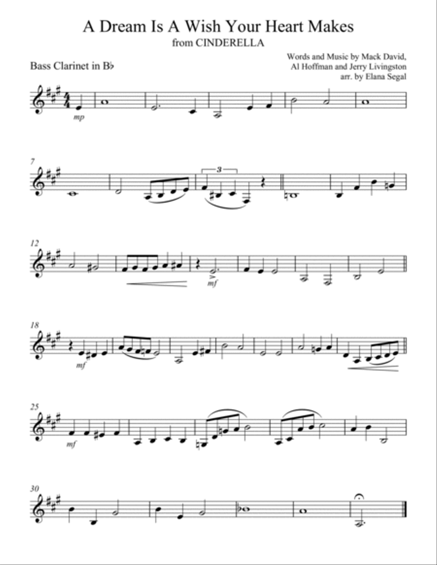 A Dream Is A Wish Your Heart Makes Clarinet Quartet scores gallery preview page 4