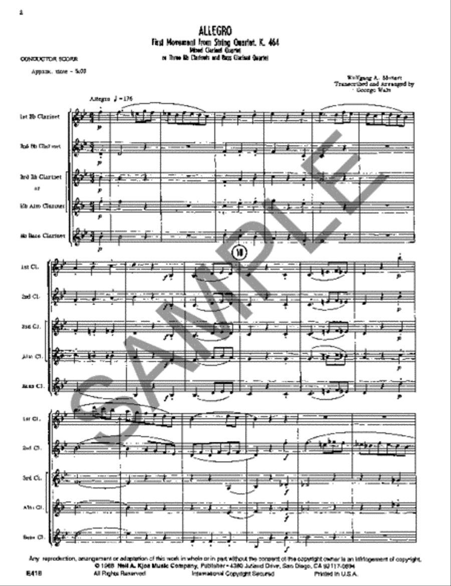 Allegro Clarinet Solo scores gallery preview page 2