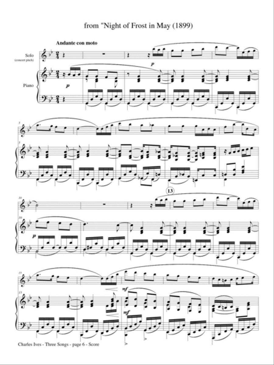 Three Songs for Flute and Piano Flute Solo scores gallery preview page 3