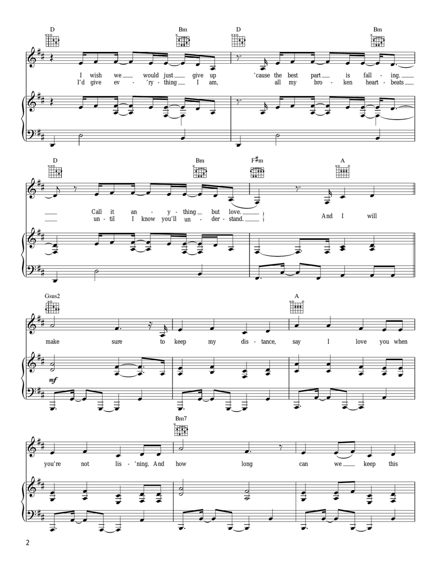 Distance Distance Piano, Vocal, Guitar scores gallery preview page 2