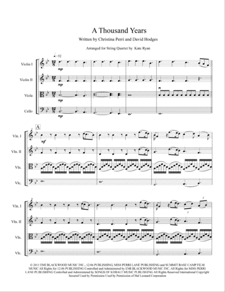 A Thousand Years A Thousand Years String Quartet scores gallery preview page 2