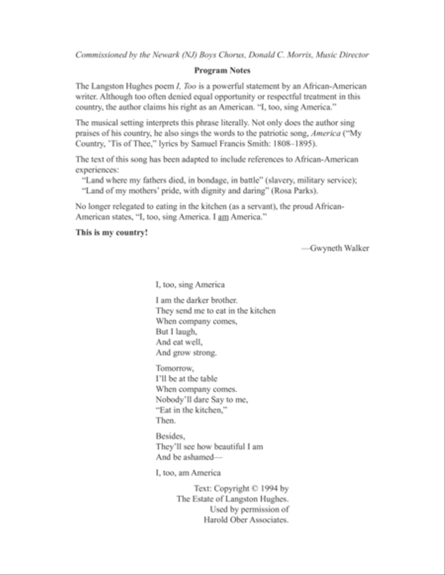 I, Too, Sing America Children's Choir scores gallery preview page 2
