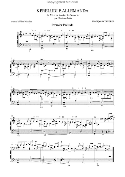 8 Preludes and Allemanda from "L’Art de toucher le Clavecin" for Harpsichord