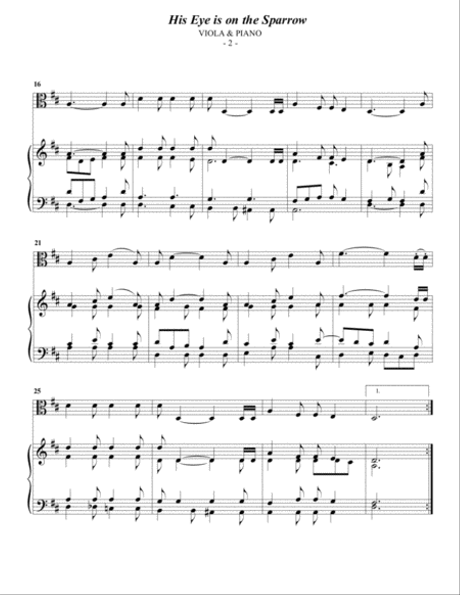 Gabriel: His Eye Is On The Sparrow for Viola & Piano Viola scores gallery preview page 2