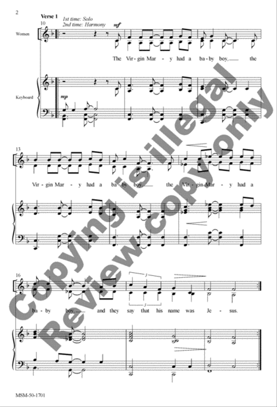 The Virgin Mary Had a Baby Boy 4-Part scores gallery preview page 11