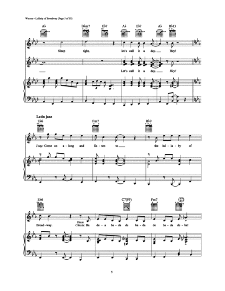 Lullaby of Broadway Lullaby of Broadway Piano, Vocal, Guitar scores gallery preview page 5