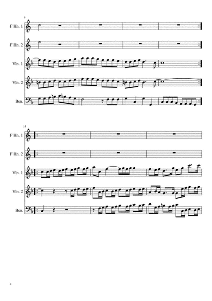 Ouverture à 5 in F major, TWV 44:8 Complete Score with Parts Small Ensemble scores gallery preview page 2