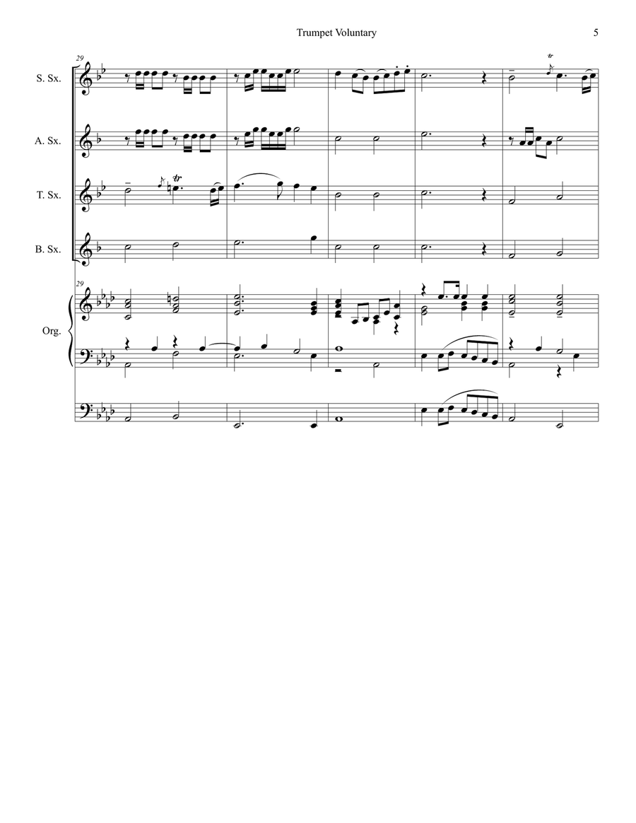 Trumpet Voluntary (for Saxophone Quartet - Organ Accompaniment) Woodwind Ensemble scores gallery preview page 6