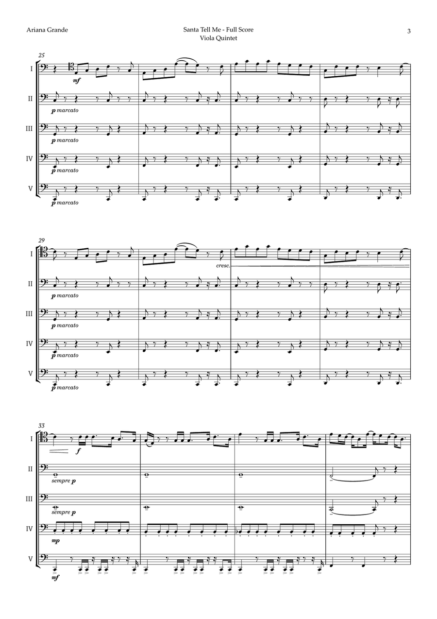 Santa Tell Me String Quintet scores gallery preview page 3