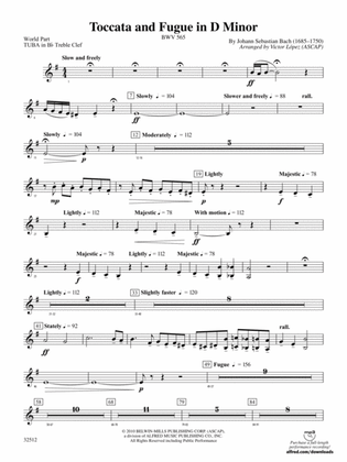 Toccata and Fugue in D Minor: (wp) B-flat Tuba T.C.