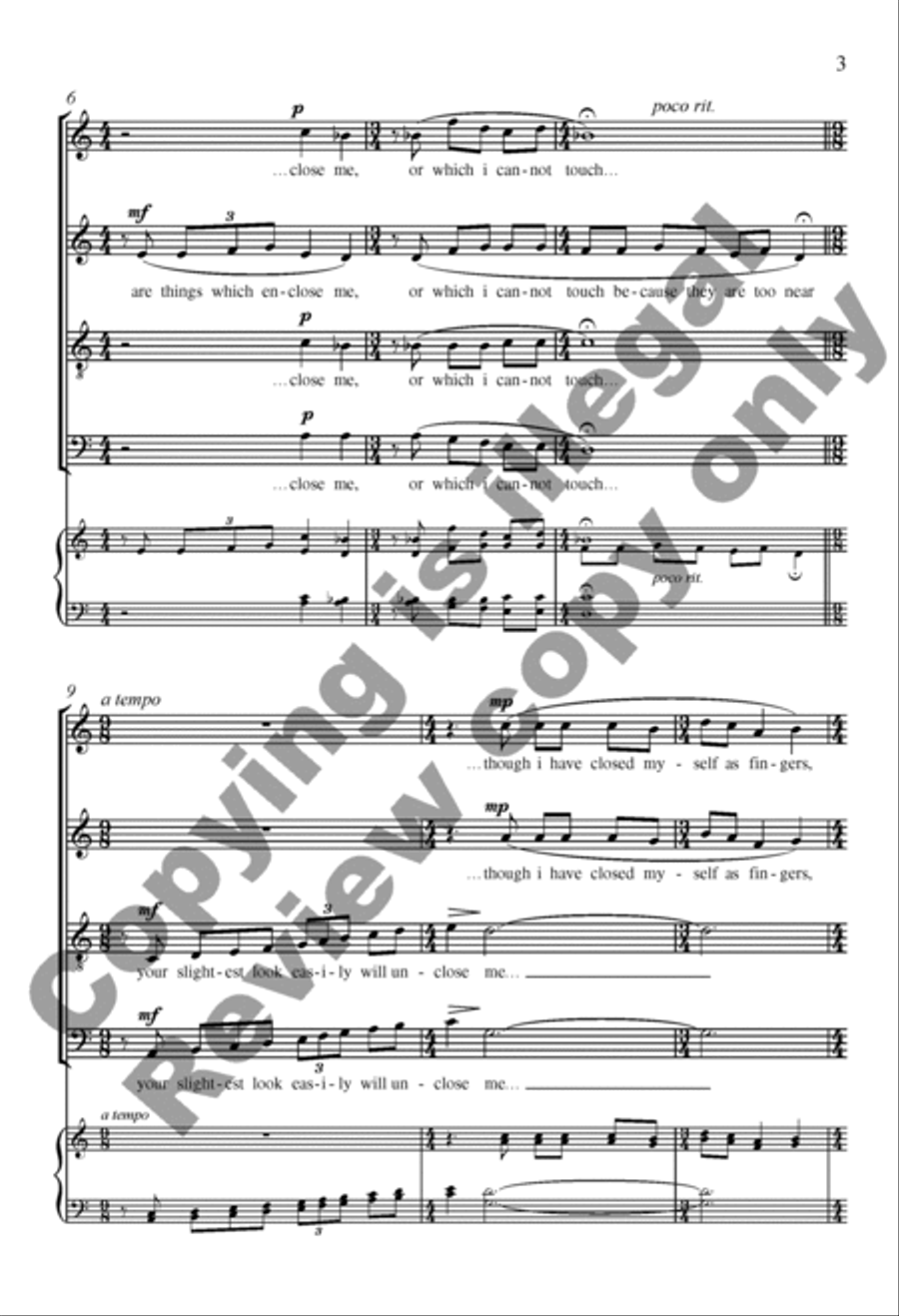 Sometimes I Feel Alive: 3. somewhere I have never travelled Divisi scores gallery preview page 10