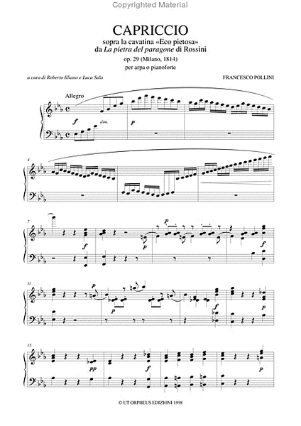 Capriccio on the Cavatina "Eco pietosa" from Rossini’s "La pietra del paragone" Op. 29 (Milano 1814) for Harp (Piano)