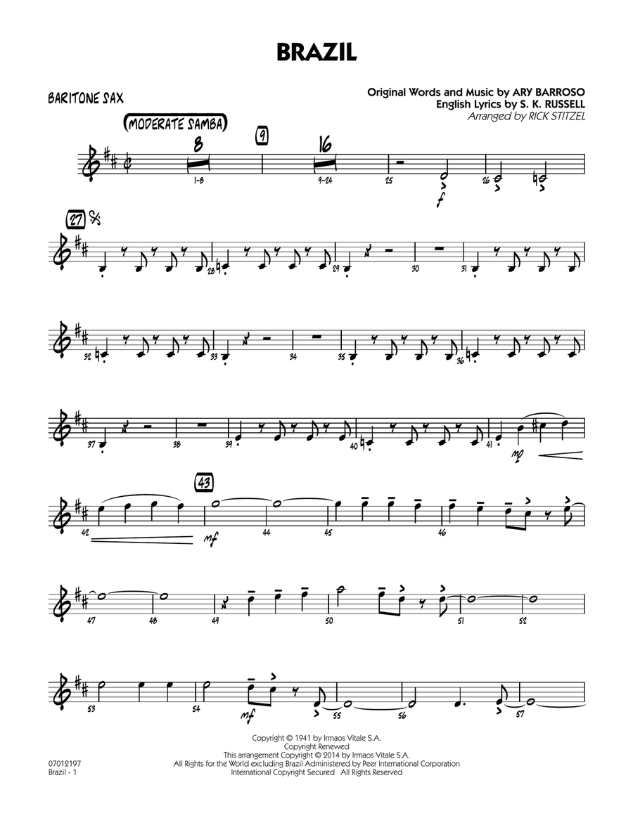 Brazil - Baritone Sax Jazz Ensemble scores gallery preview page 1