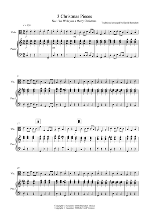 3 Easy Christmas Pieces for Viola and Piano