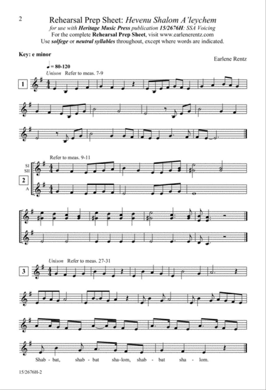 Hevenu Shalom A'leychem Hevenu Shalom A'leychem SSA scores gallery preview page 3
