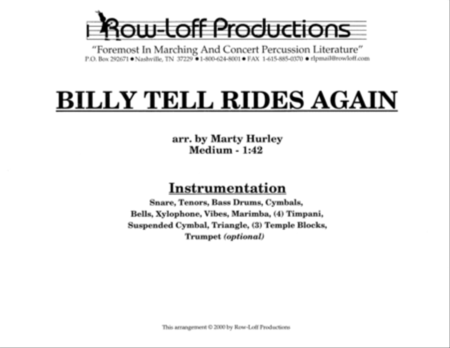 Billy Tell Rides Again w/Tutor Tracks Percussion Ensemble scores gallery preview page 2