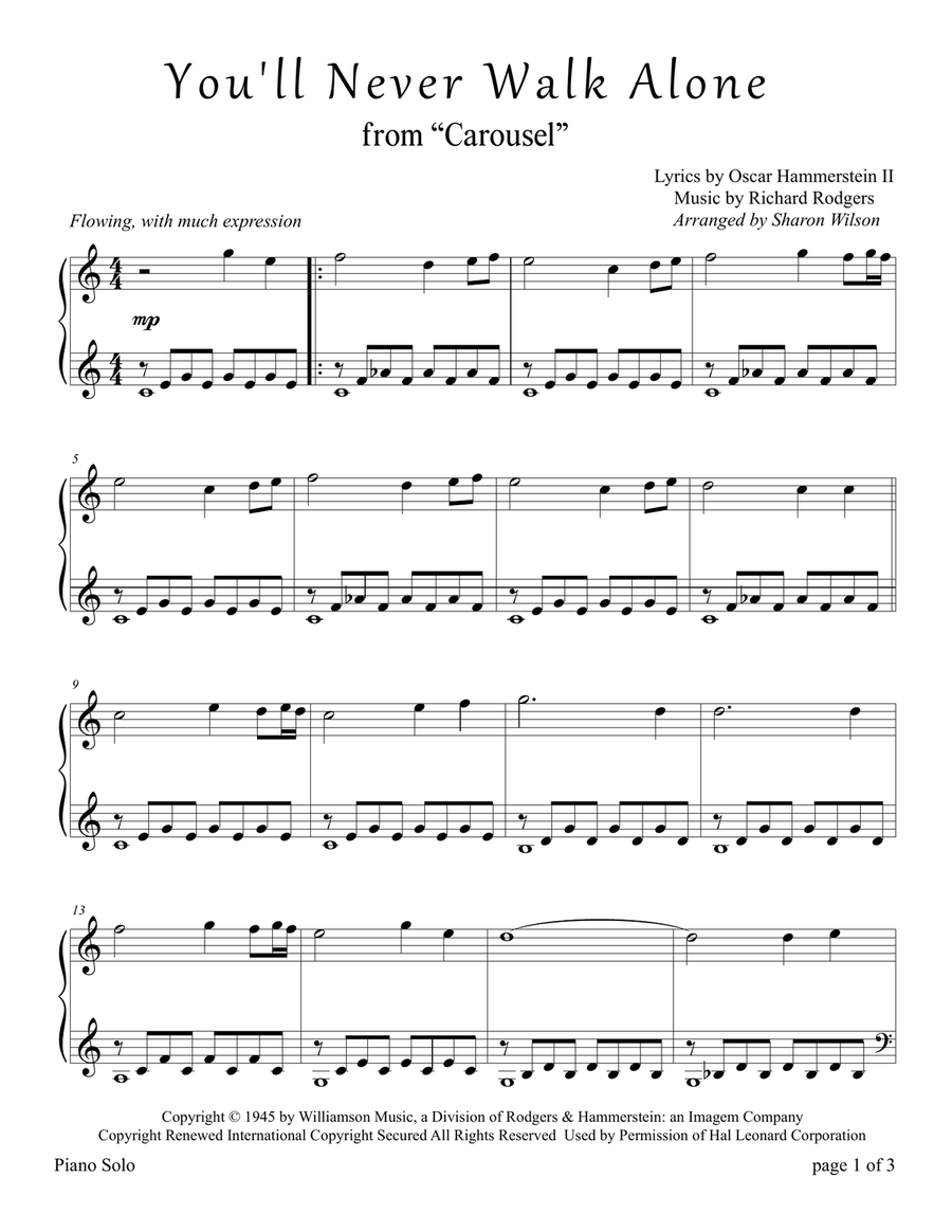 You'll Never Walk Alone Piano Solo scores gallery preview page 2