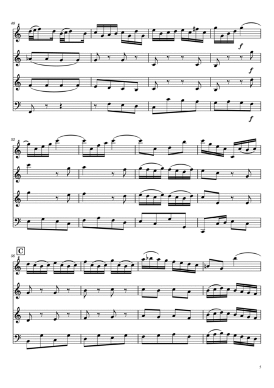 Bach - Violin Concerto in A minor - BWV 1041 - String Quartet - For four parts Complete 4-Part scores gallery preview page 5