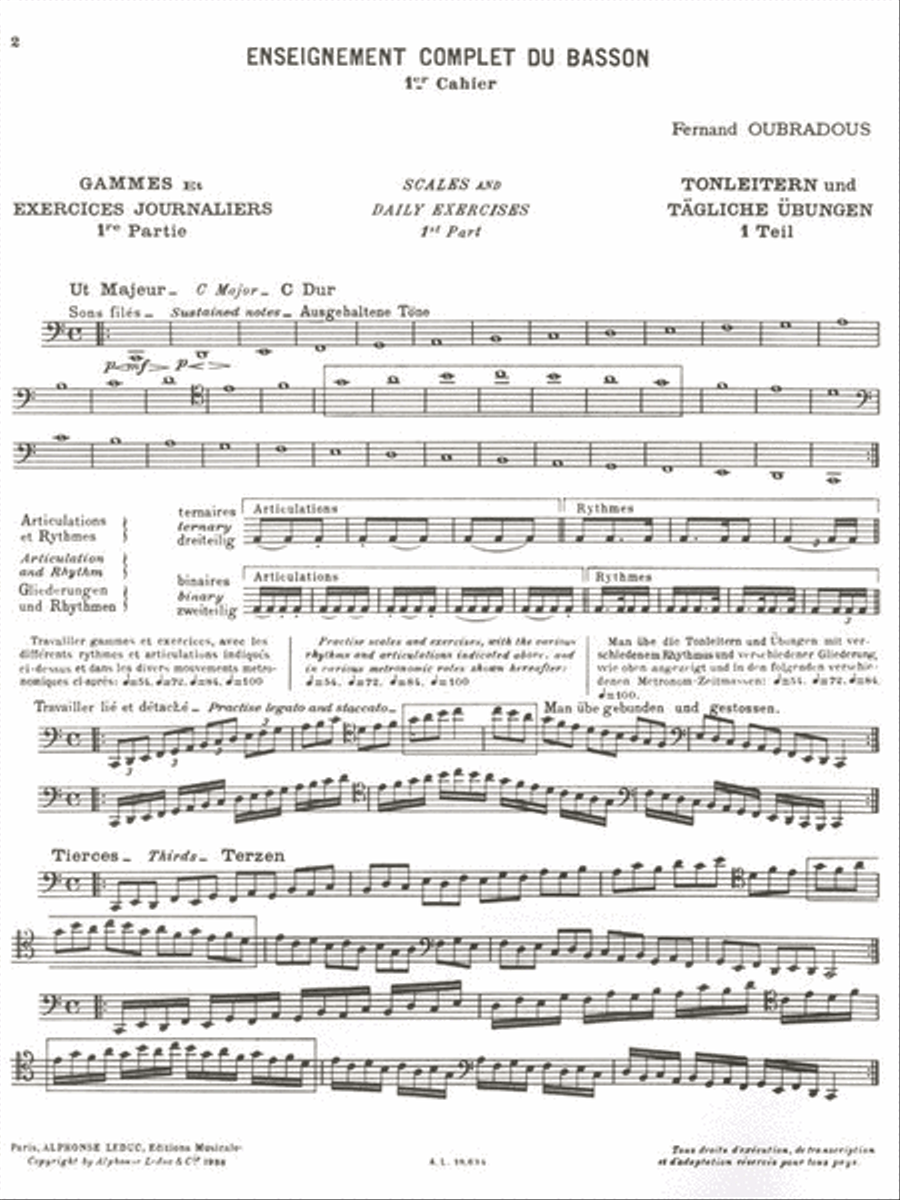 Enseignement Complet du Basson – Partie 1: Gammes et Exercices Journaliers Bassoon Solo scores gallery preview page 2