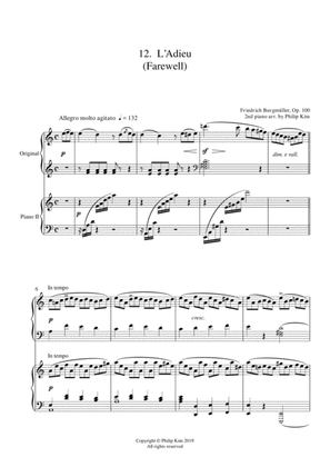 12. L'Adieu (Farewell) 25 Progressive Studies Opus 100 for 2 pianos Friedrich Burgmüller