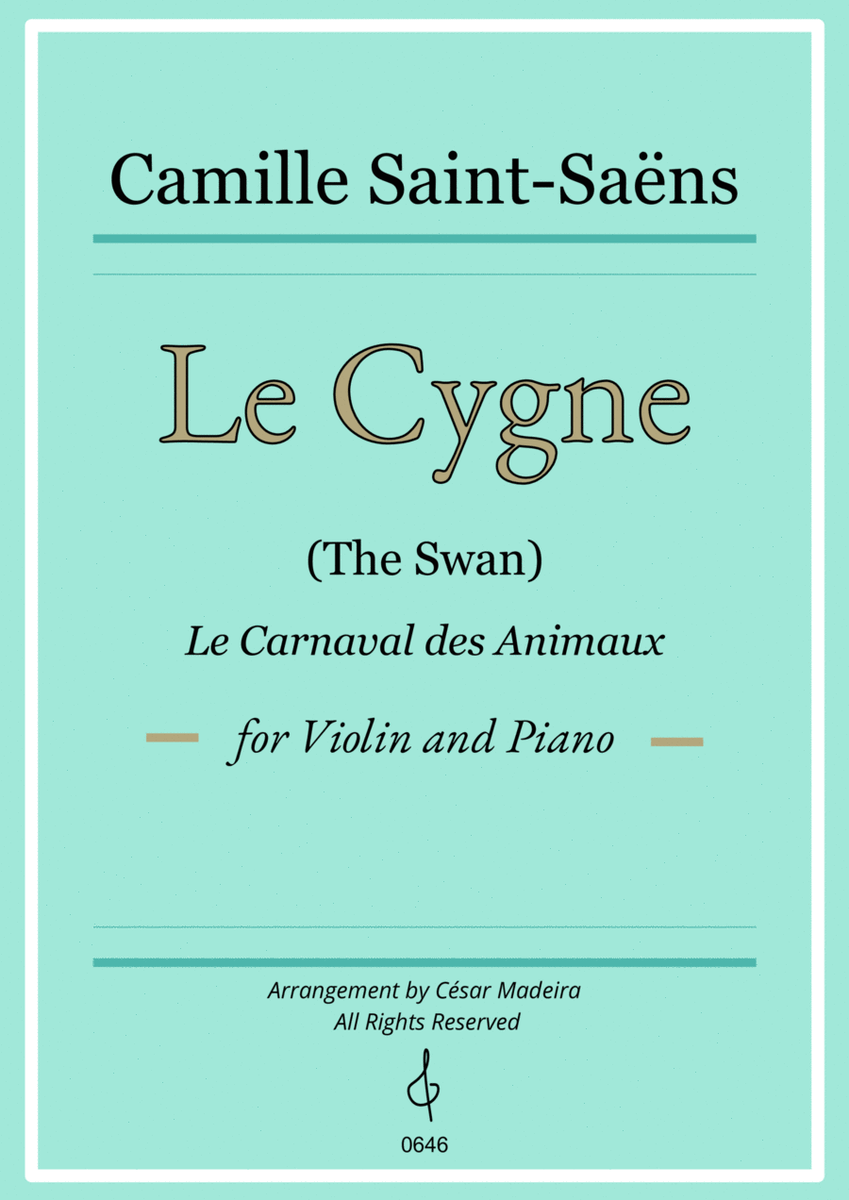 The Swan (Le Cygne) by Saint-Saens - Violin and Piano (Full Score) image number null