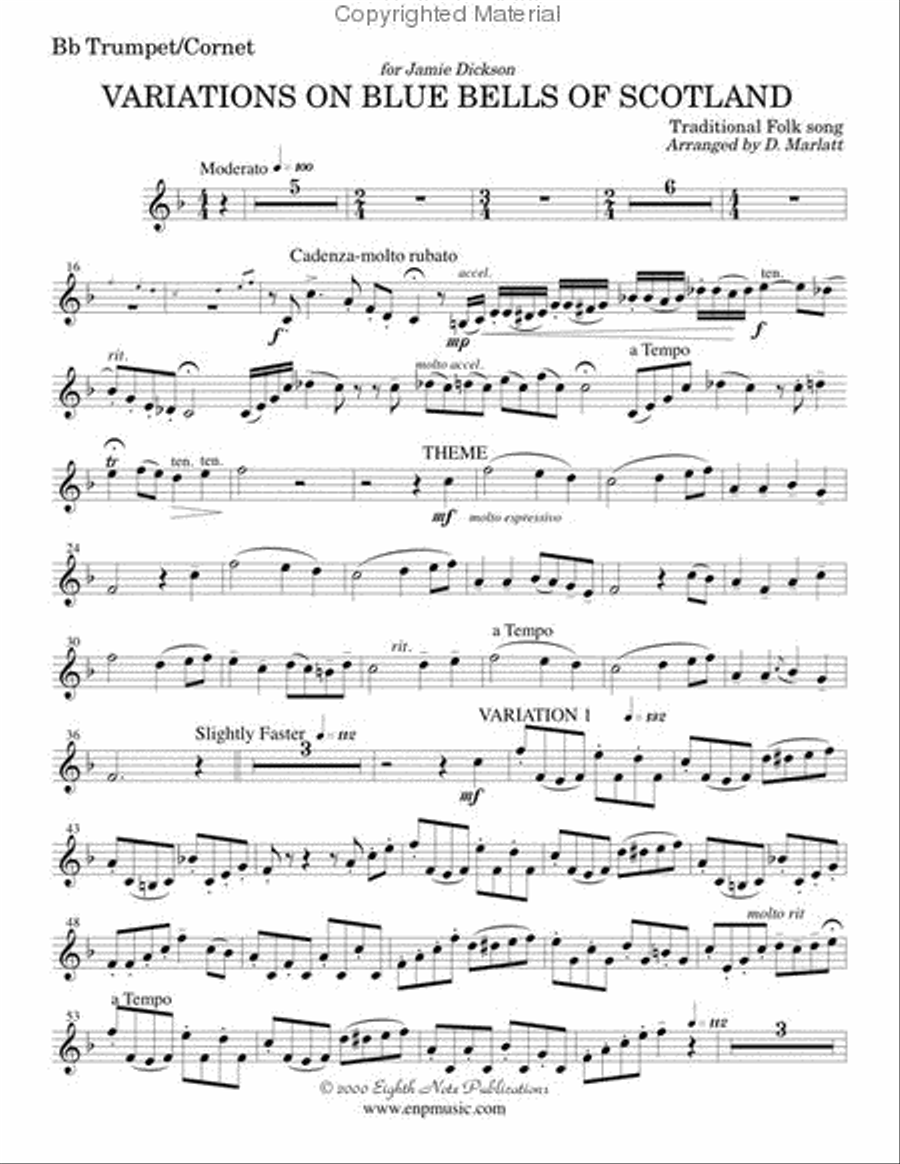 Variations on Blue Bells of Scotland Trumpet scores gallery preview page 2