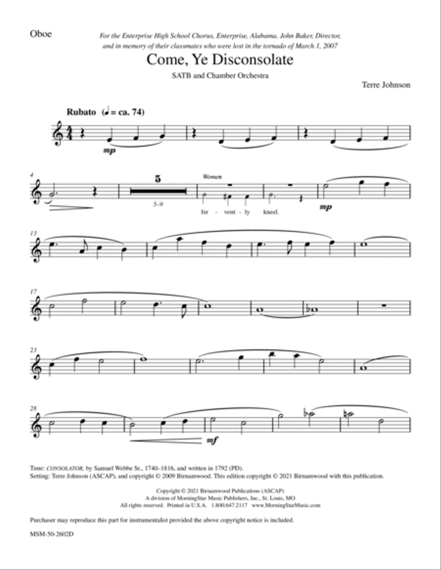 Come, Ye Disconsolate (Downloadable Chamber Orchestra Parts) Chamber Orchestra scores gallery preview page 4