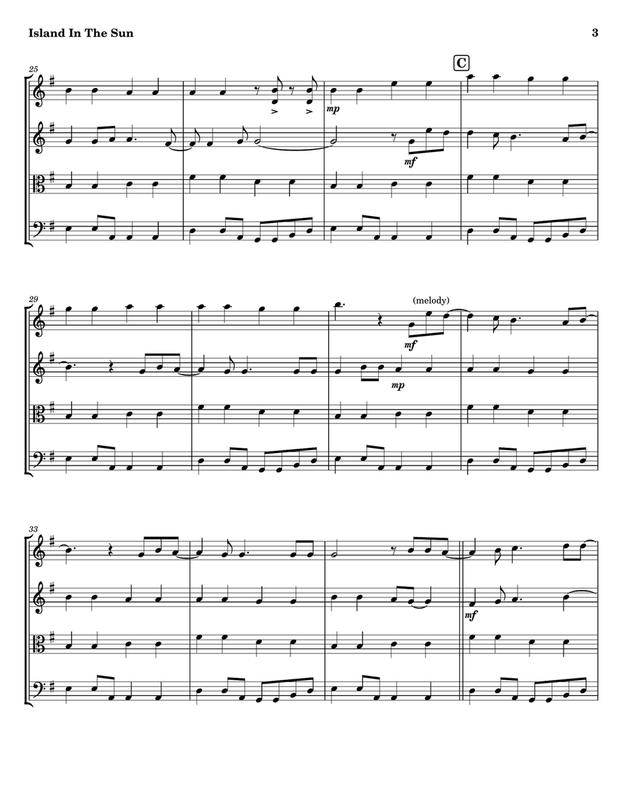 Island In The Sun String Quartet scores gallery preview page 3
