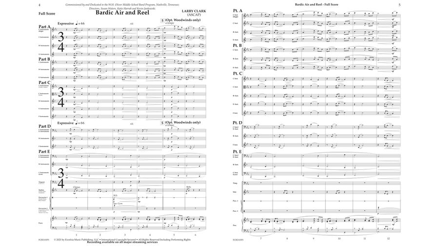 Bardic Air and Reel (Score) Concert Band scores gallery preview page 1
