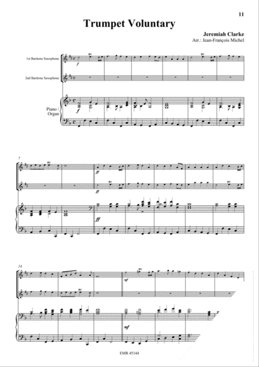 Halleluja (Handel) / Ave Maria (Bach-Gounod) / Trumpet Voluntary (Clarke) Baritone Saxophone scores gallery preview page 5