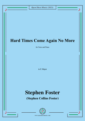 Book cover for S. Foster-Hard Times Come Again No More,in E Major