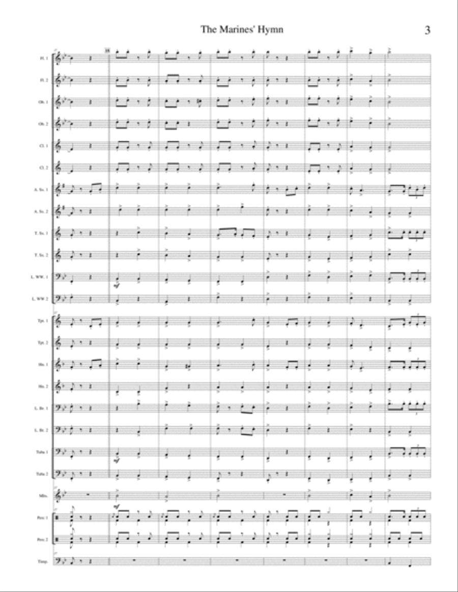 Marines' Hymn (The official song of the U.S. Marine Corps) Concert Band scores gallery preview page 4